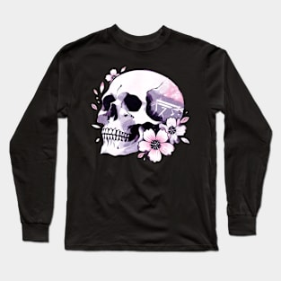 Skull with flowers pastel Long Sleeve T-Shirt